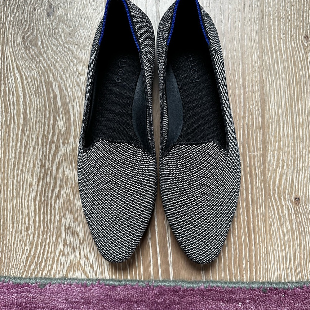 Rothy's Black and White Pointed-Toe Flats